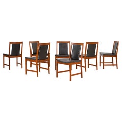 Set of Seven Teak and Leather Dining Chairs by Karl Erik Ekselius, JOC, 1960s