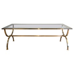 Large Neoclassical Style Brass Coffee Table Attributed to Maison Jansen
