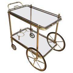 Neoclassical Style Brass Bar Cart with Removable Trays by Maison Jansen