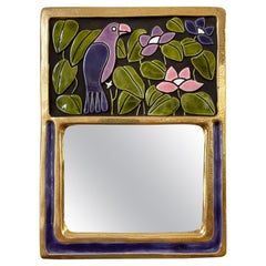 Vintage Ceramic Wall Mirror by Mithé Espelt 'circa 1970s'