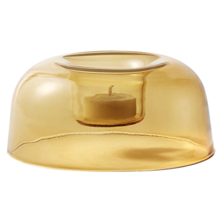 Candle Holder Light by Neri and Hu in Yellow Blown Glass For Sale at