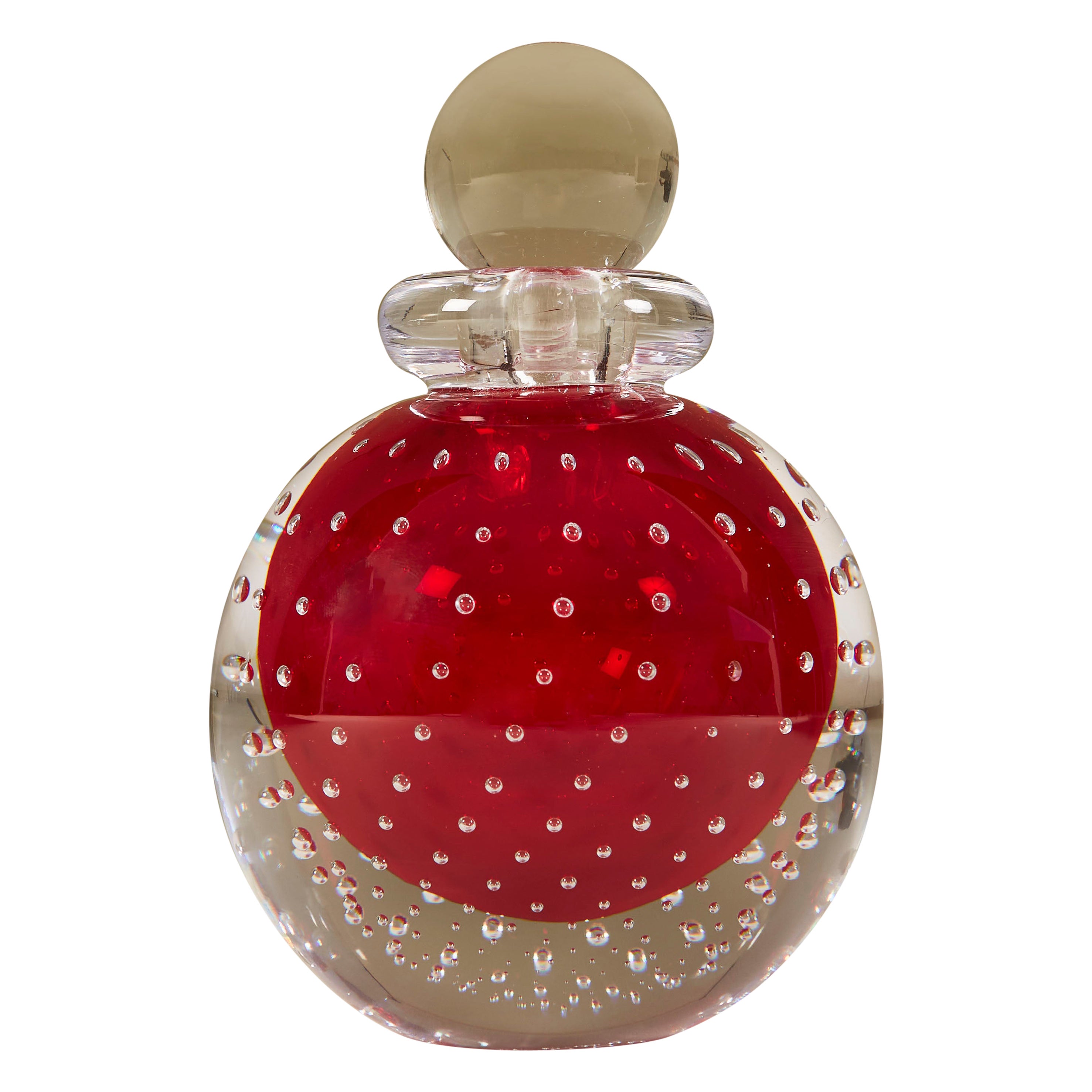 Contemporary Red Murano Bullicante Ball Perfume Bottle