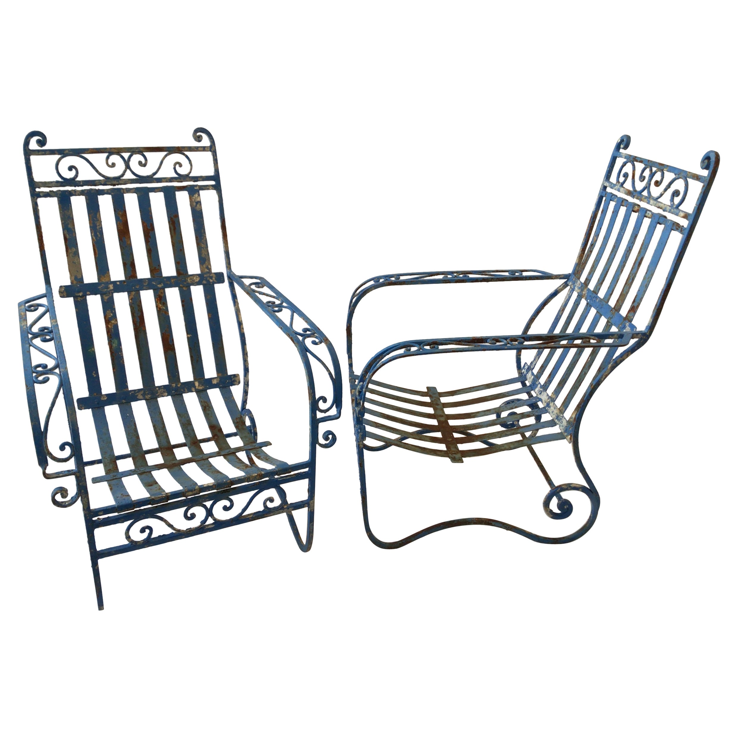 Pair Of 1940s French Outdoor Iron Armchairs
