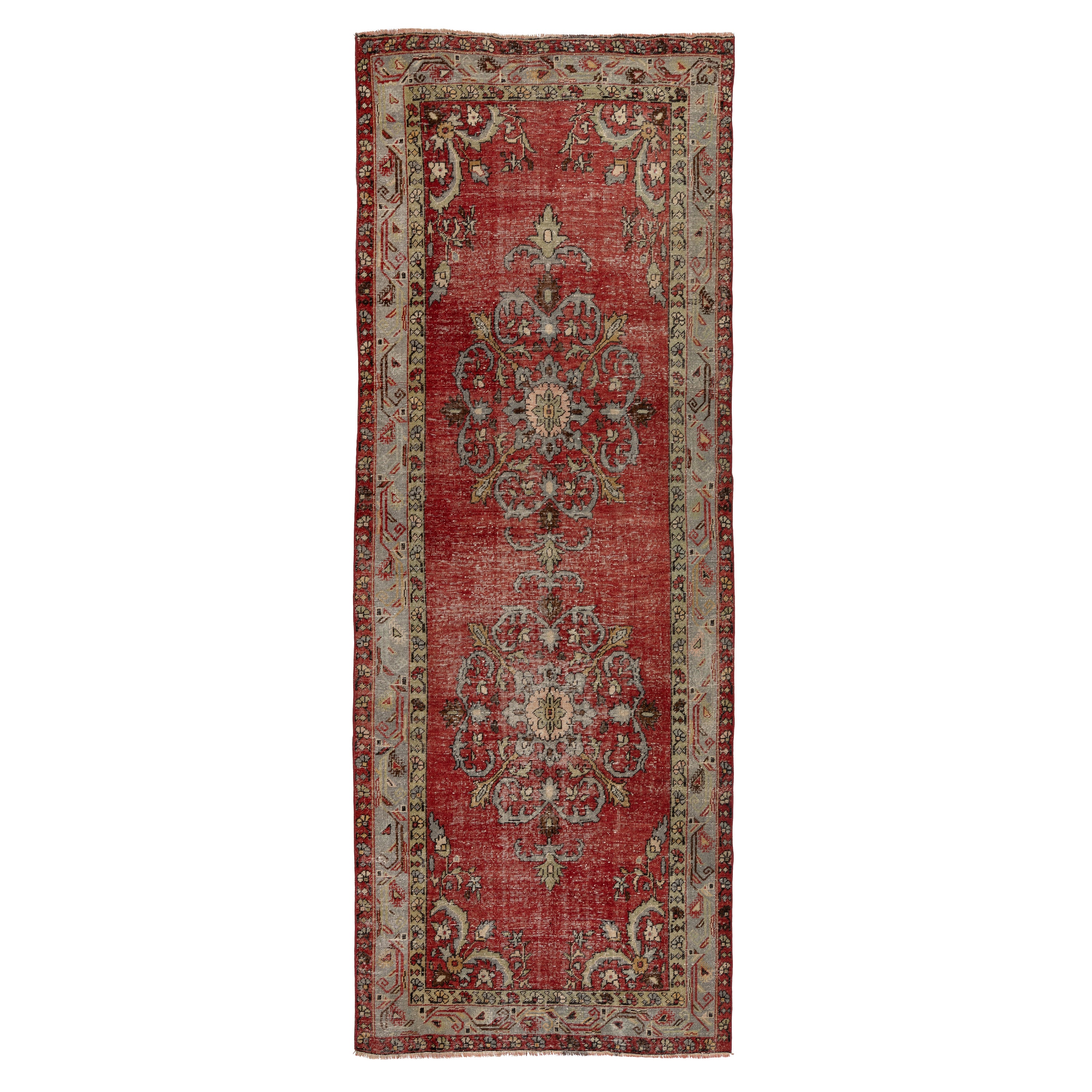 4.8x12.2 Ft Vintage Hand Knotted Anatolian Wool Runner Rug for Hallway Decor