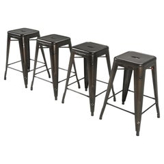 Antique Genuine French Tolix Stacking Stools Set of (10) in Charcoal Grey