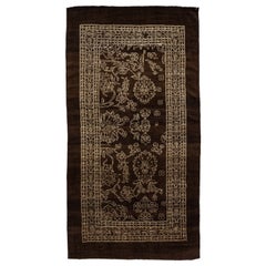 Brown Mid-Century Modern Style Handmade Allover Designed Wool Rug by Apadana