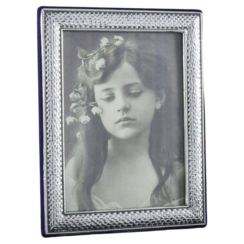 Modernist Hammered Sterling Silver Photograph Frame