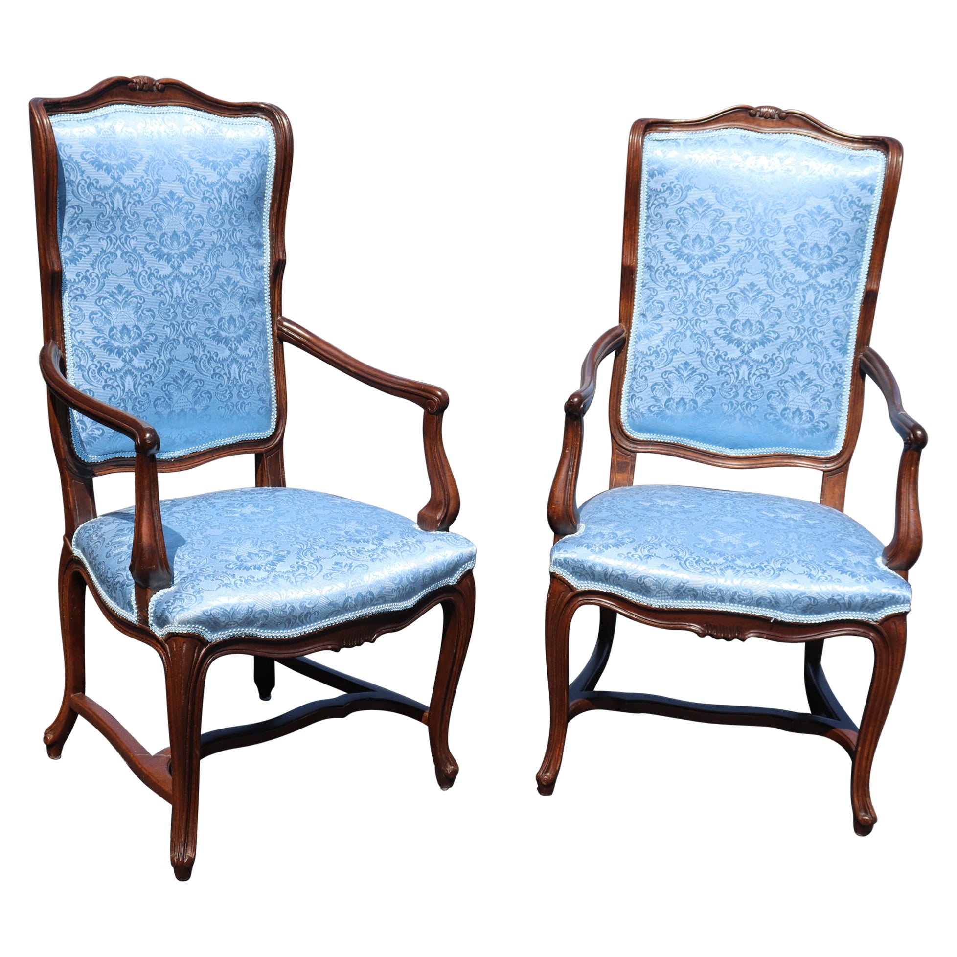 Carved French Louis XV Dining Armchairs Circa 1950s