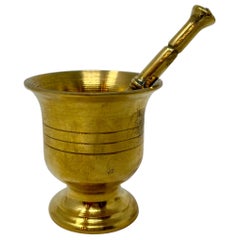 Estate Miniature Solid Brass Mortar and Pestle, Circa 1930's