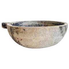 Vintage Decorative Bowl with Faded Black Paint