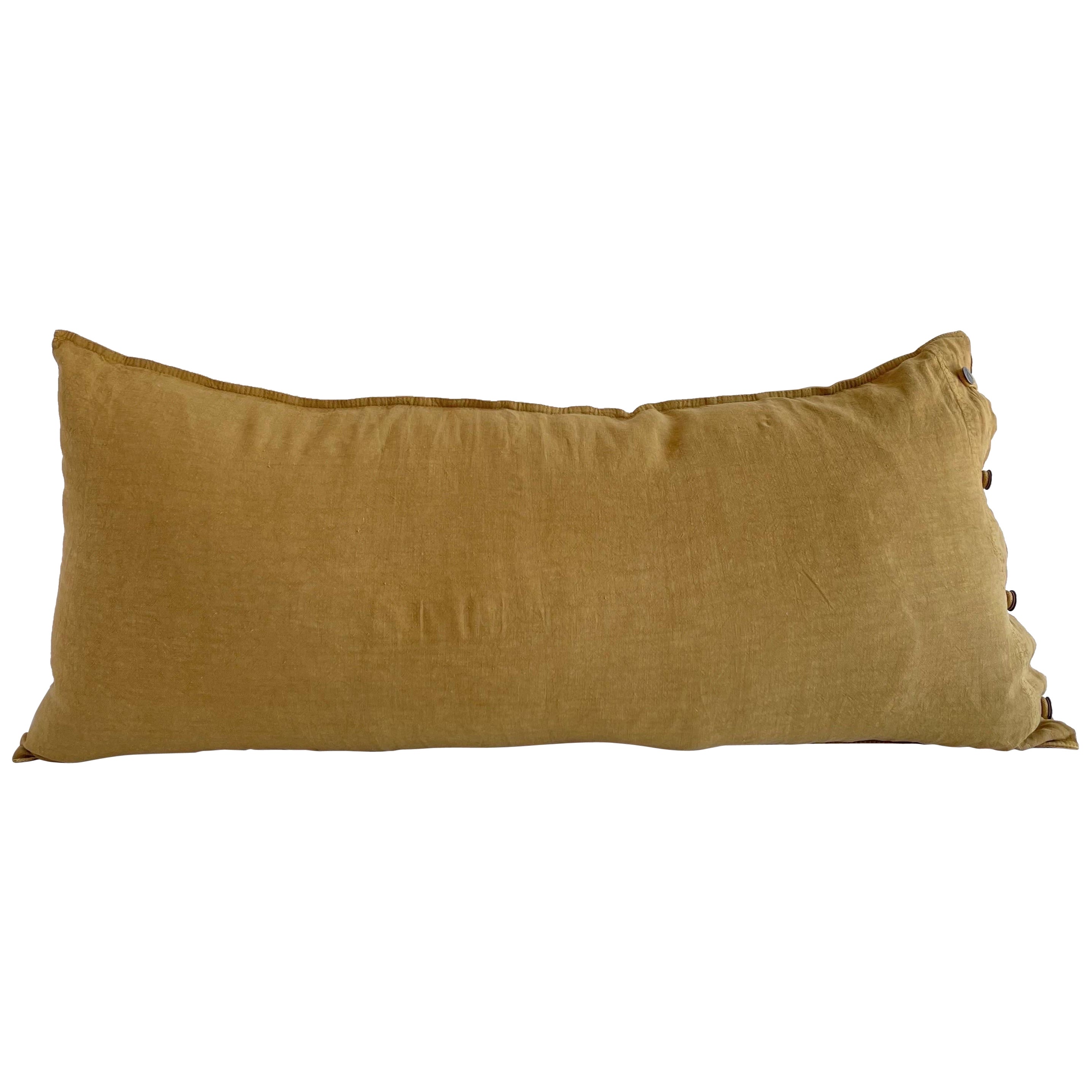 French Linen Lumbar Pillow For Sale