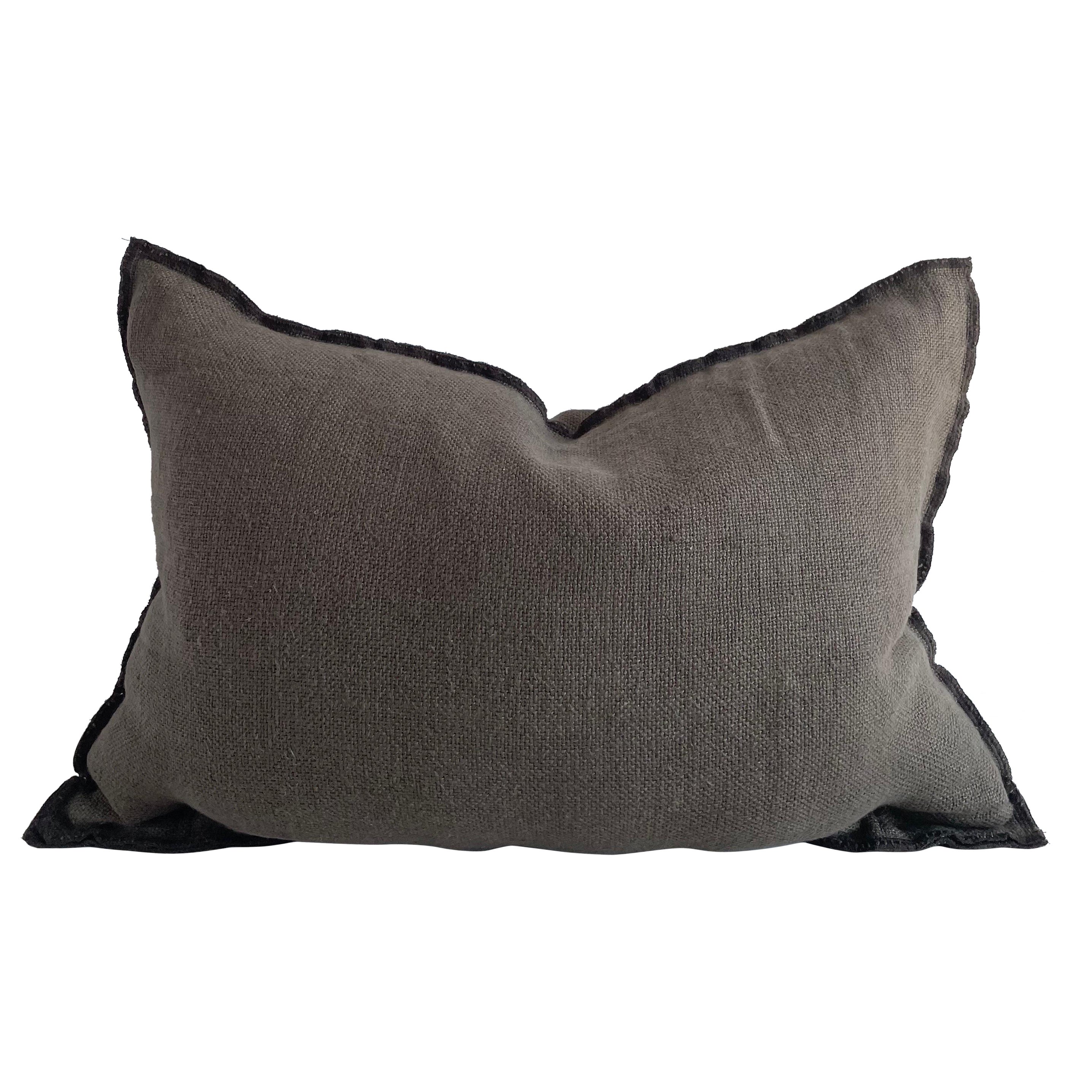 French Nubby Linen Accent Pillow For Sale