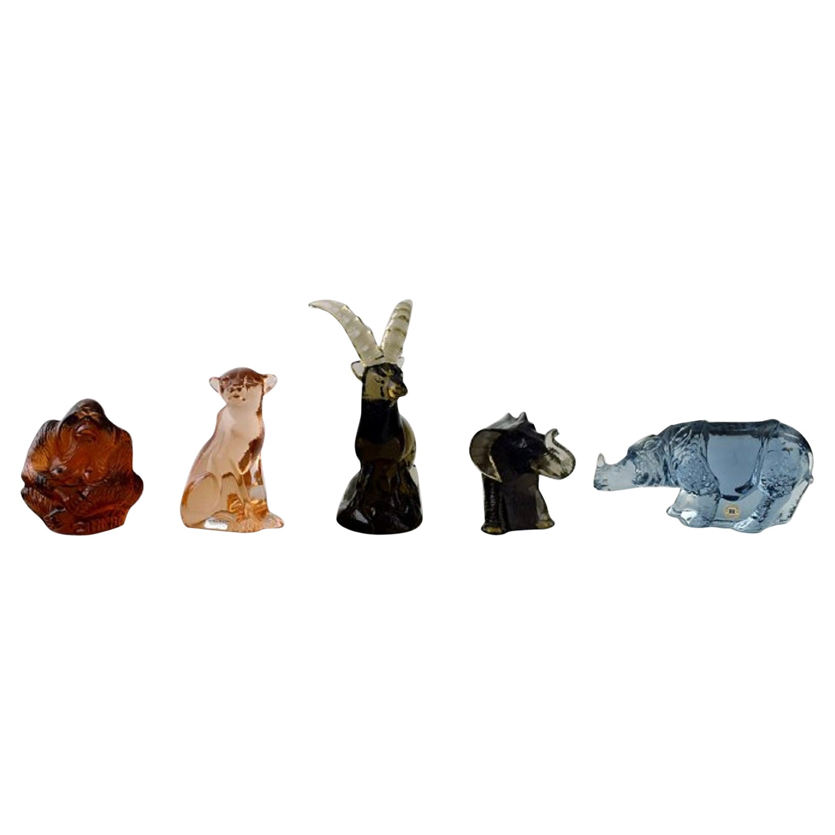 Paul Hoff for "Svenskt Glass", Five Art Glass Figures, WWF