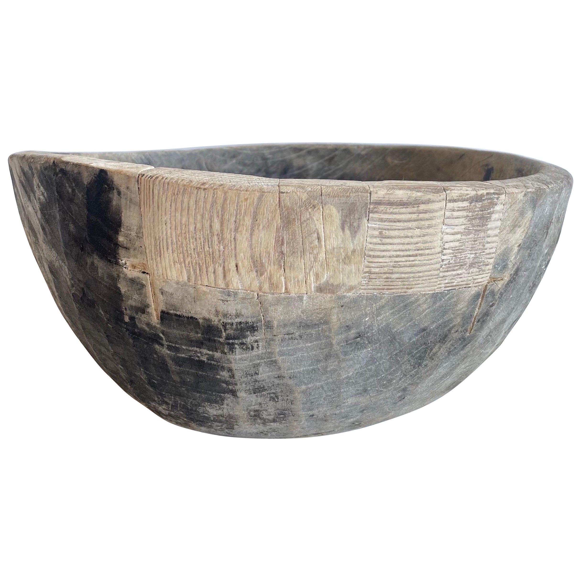 Medium Size Vintage Wood Decorative Bowl For Sale