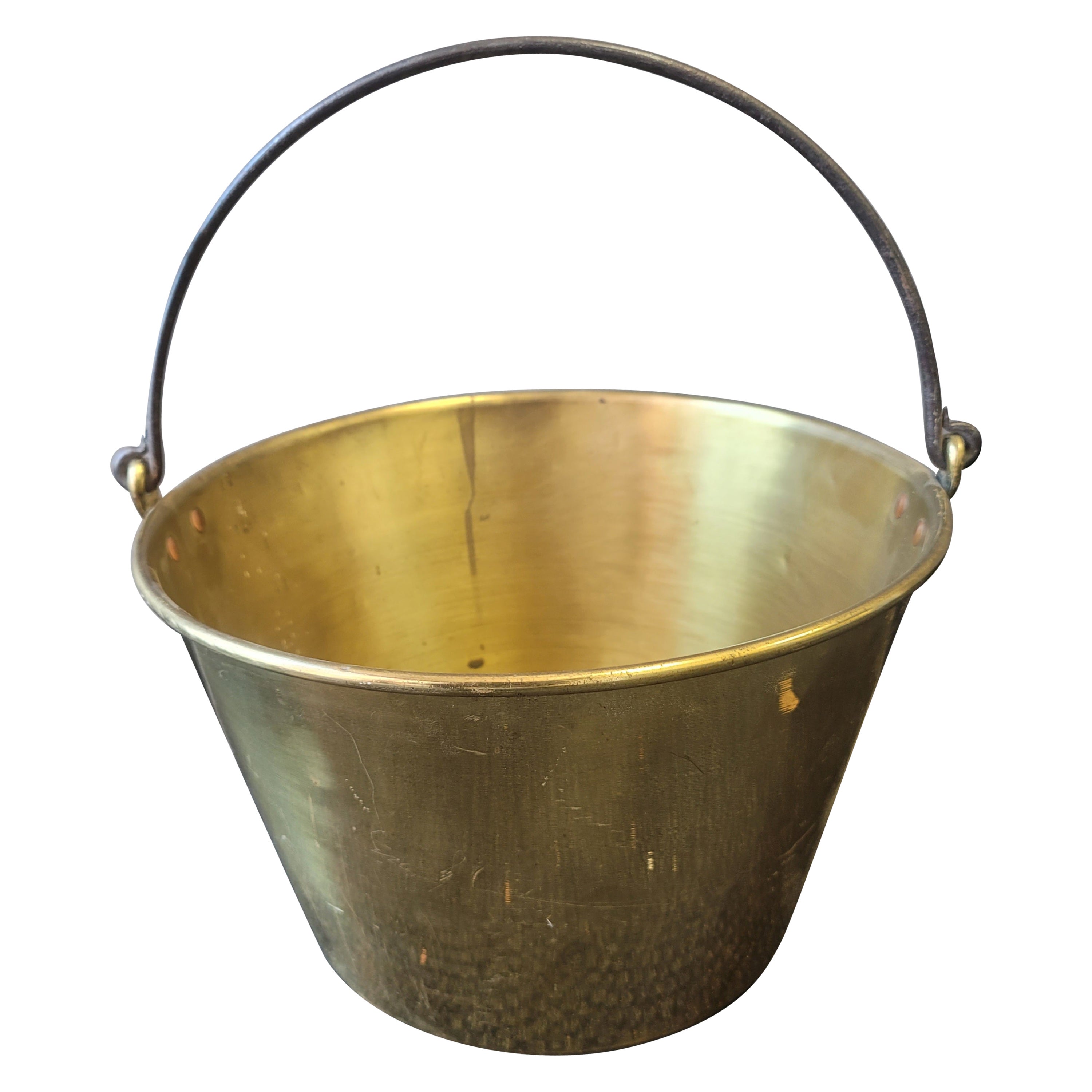 1851 Hayden Pat. Ansonia Brass Co. Bail Brass Fireplace Bucket / Planter For Sale
