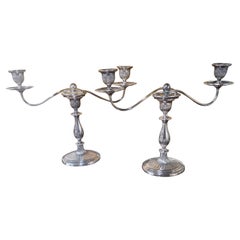 Pair Regency Style English Silverplate Convertible One-to-three Light Candelabra
