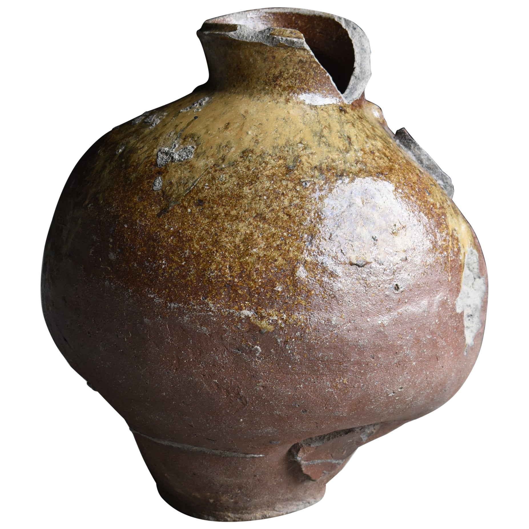 Japanese Antique Wabi Sabi Pottery Vase 1600s-1700s / Flower Vase Vessel Tsubo