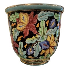 Vintage Coveted Hand-Colored Pot, Manufacture de Porcelaine de Monaco / Cerart