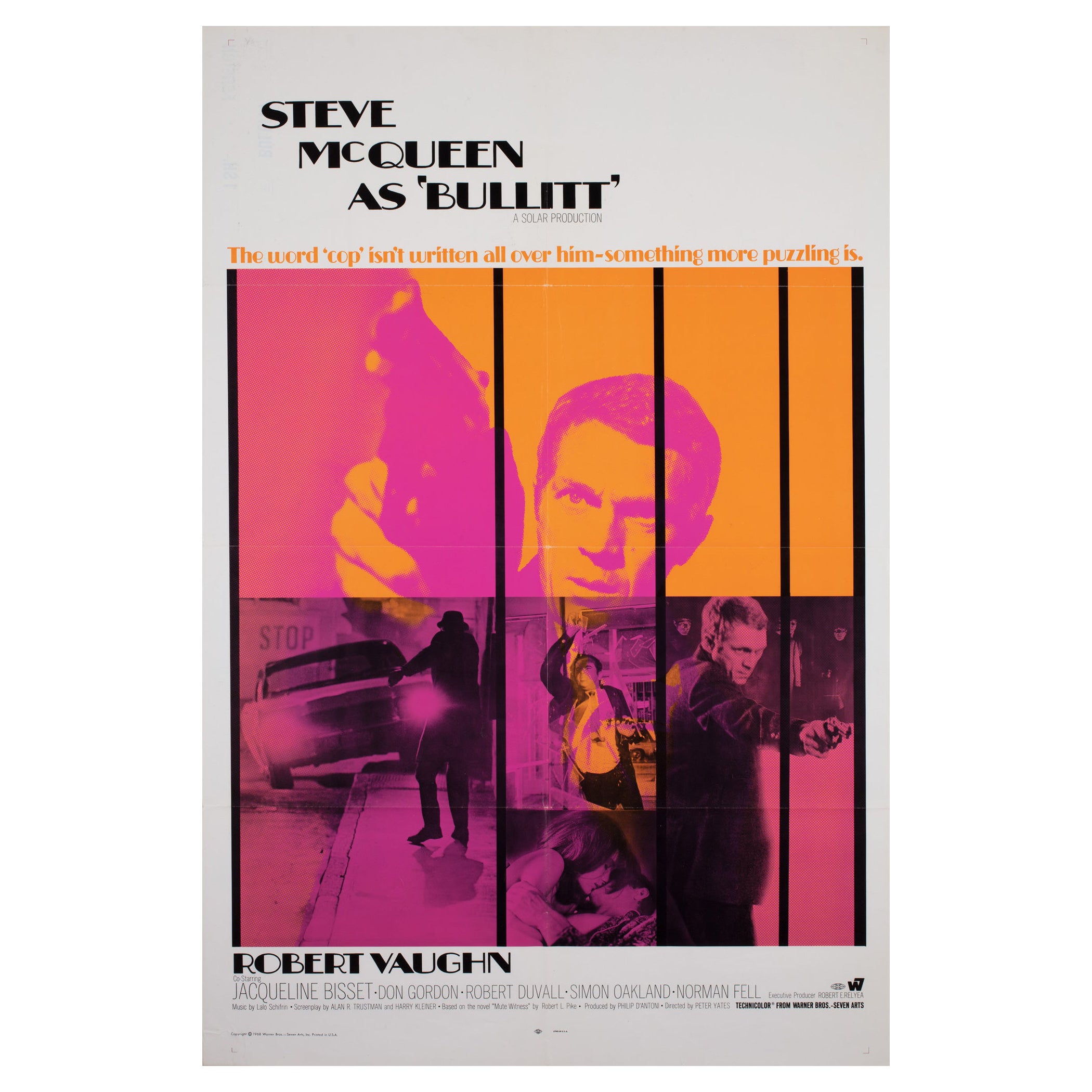 BULLITT Original US Film Movie Poster, International 1968, Steve McQueen