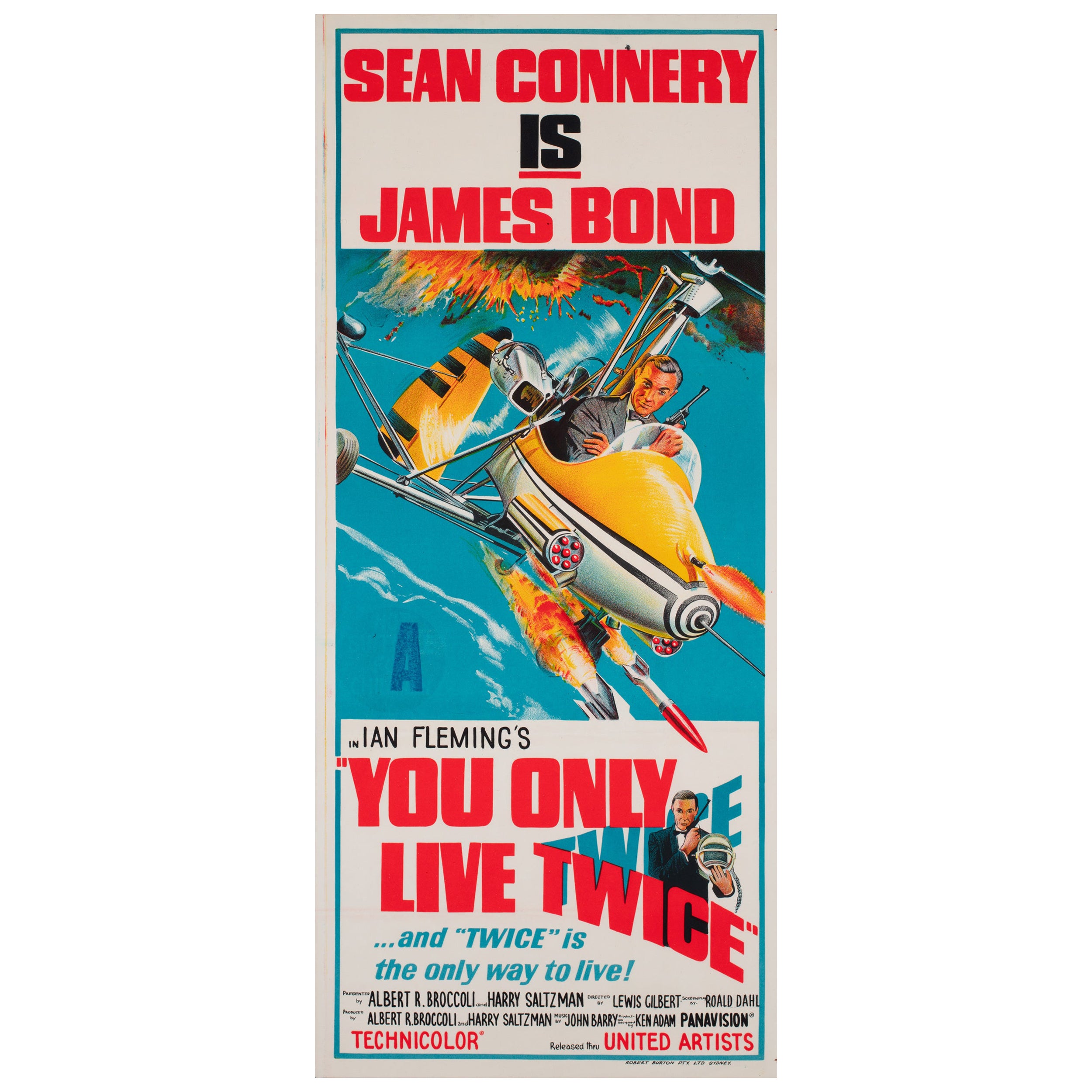 "You Only Live Twice", 1967 Australian Daybill Film Movie Poster, James Bond For Sale