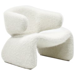 Olivier Mourgue 1960s "Djinn" Armchair in New Fluffy Alpaca Pierre Frey Fabric