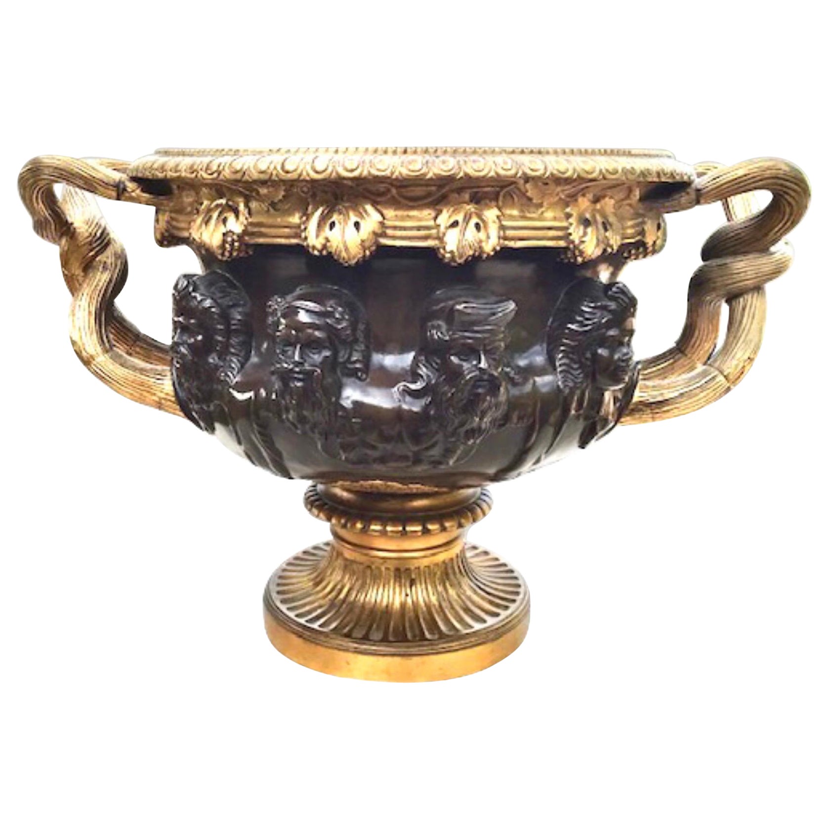 Large Gilted Bronze 'Warwick' Vase by Barbedienne, Paris For Sale