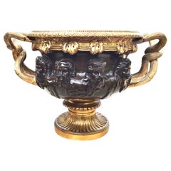 Antique Large Gilted Bronze 'Warwick' Vase by Barbedienne, Paris