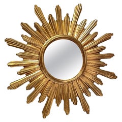 Beautiful Starburst Sunburst Mirror Gilded Resin, Belgium, circa 1960s