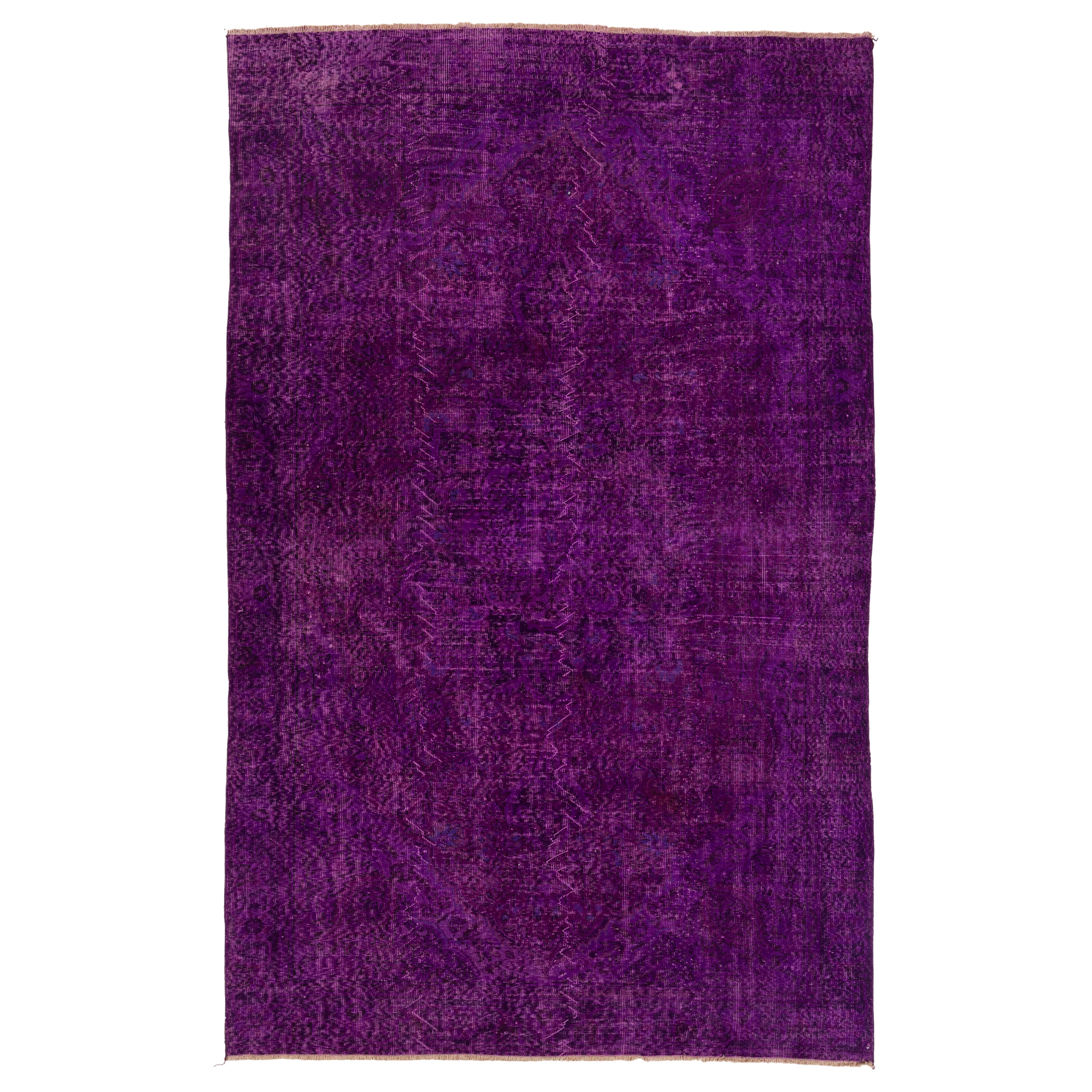 6.4x10.3 Ft Purple Handmade Turkish Area Rug, Contemporary Living Room Carpet For Sale