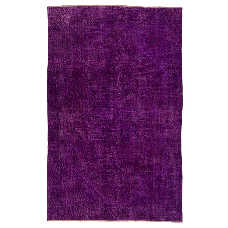 Purple Ripped Rug Distressed Vintage Turkish Purple Area Rug with Industrial Post-Modern ...