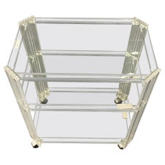 Mid-Century Modern Dreistufige Rolling Bar, Rollwagen oder Serviergeschirr, Lucite