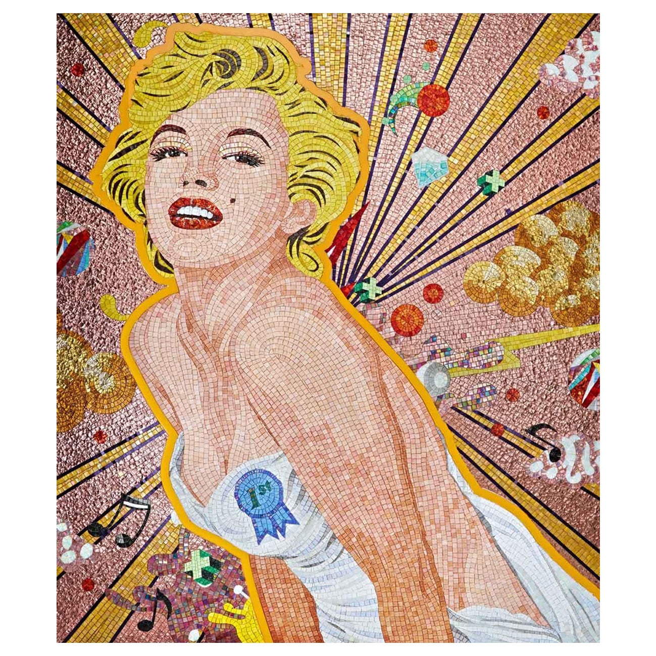 Bunte, handgefertigte, künstlerische Mosaik Merilyn Pop, maßgefertigte Optionen verfügbar im Angebot
