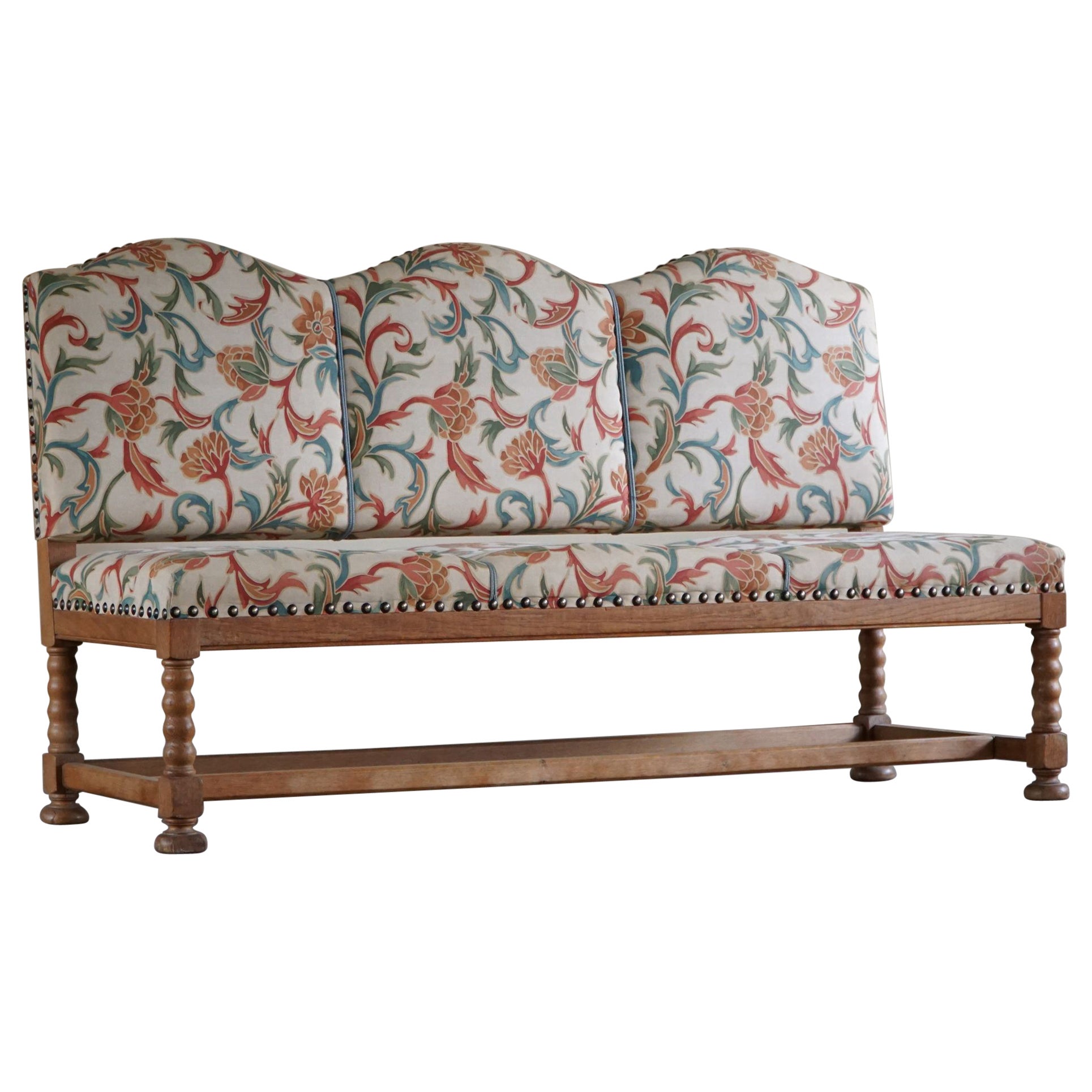 19th Century Sculptural Three Seater Baroque Sofa, Made by a Danish Cabinetmaker