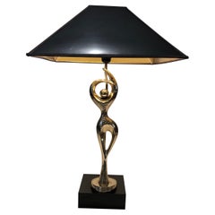 Brass Table Lamp Representing a Stylish Dancer