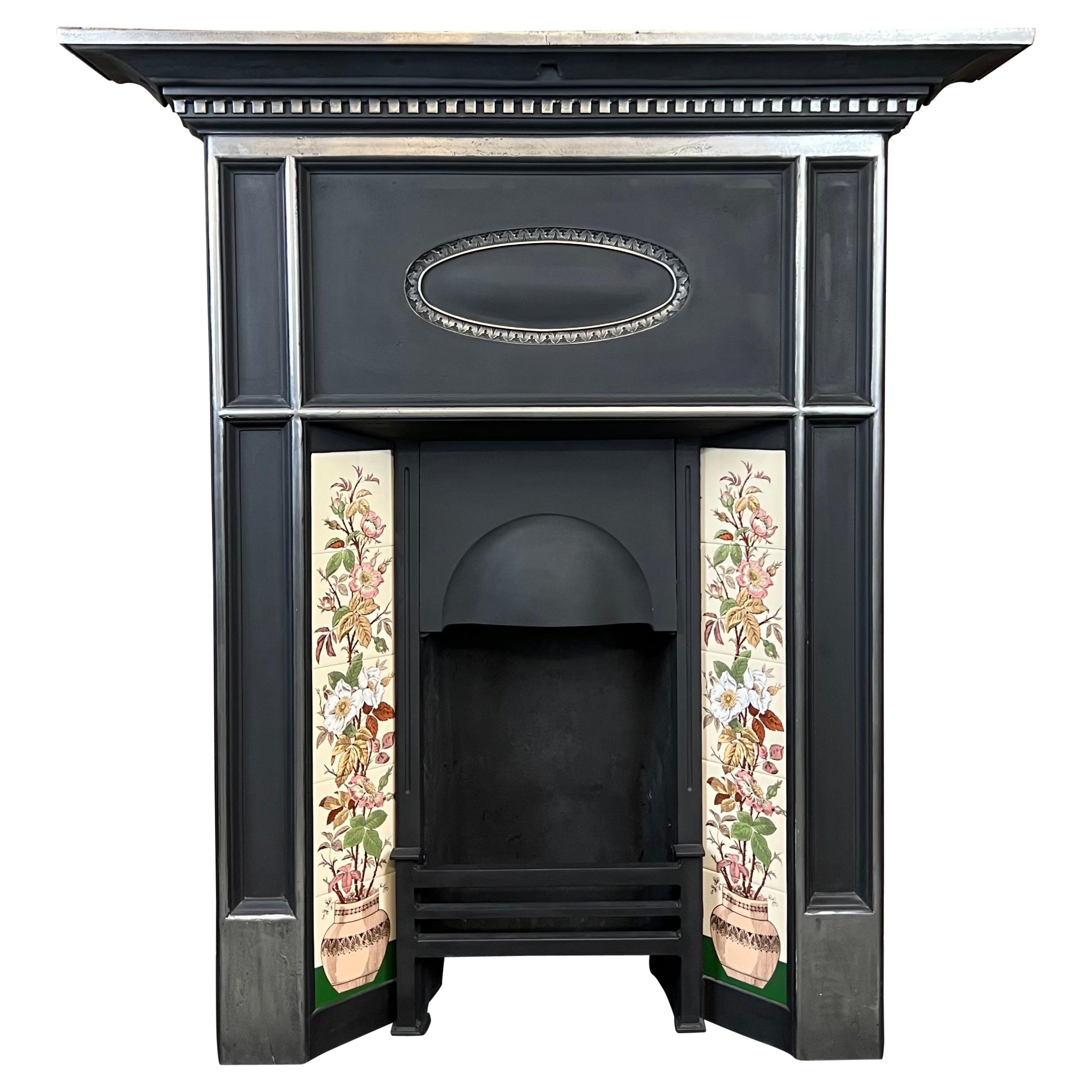 19th Century Cast Iron Tiled Fireplace For Sale