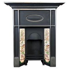 19th Century Cast Iron Tiled Fireplace