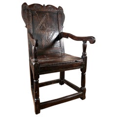 Antique Period Oak Wainscot Armchair