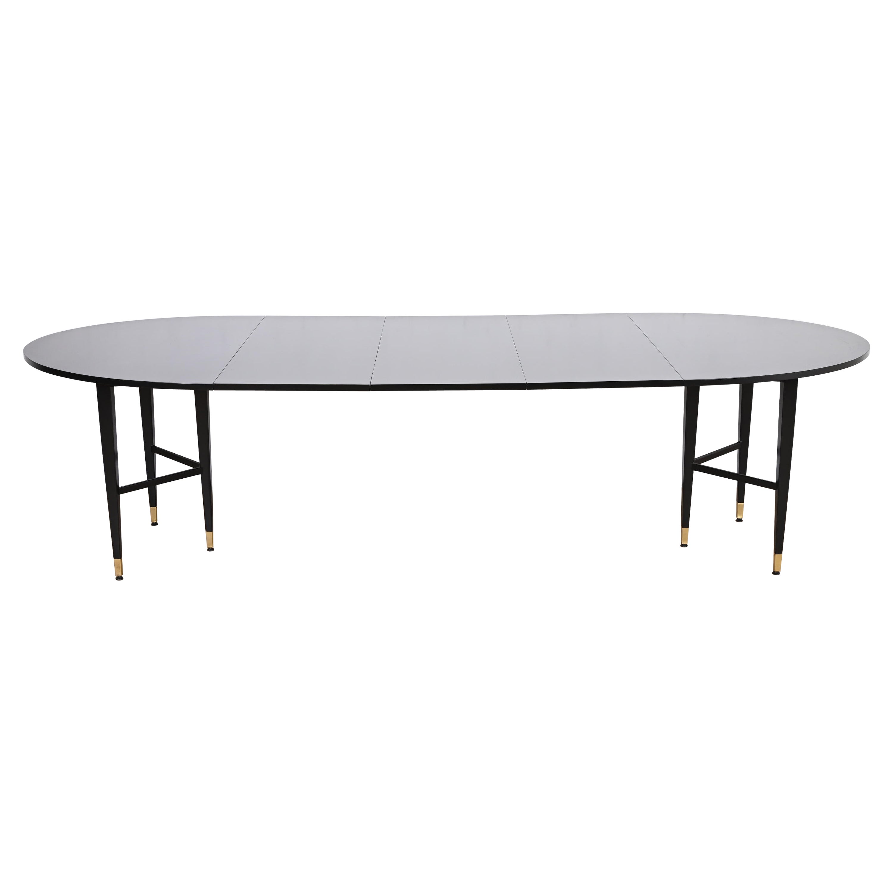 Baker Furniture Mid-Century Modern Black Lacquered Dining Table, Refinished