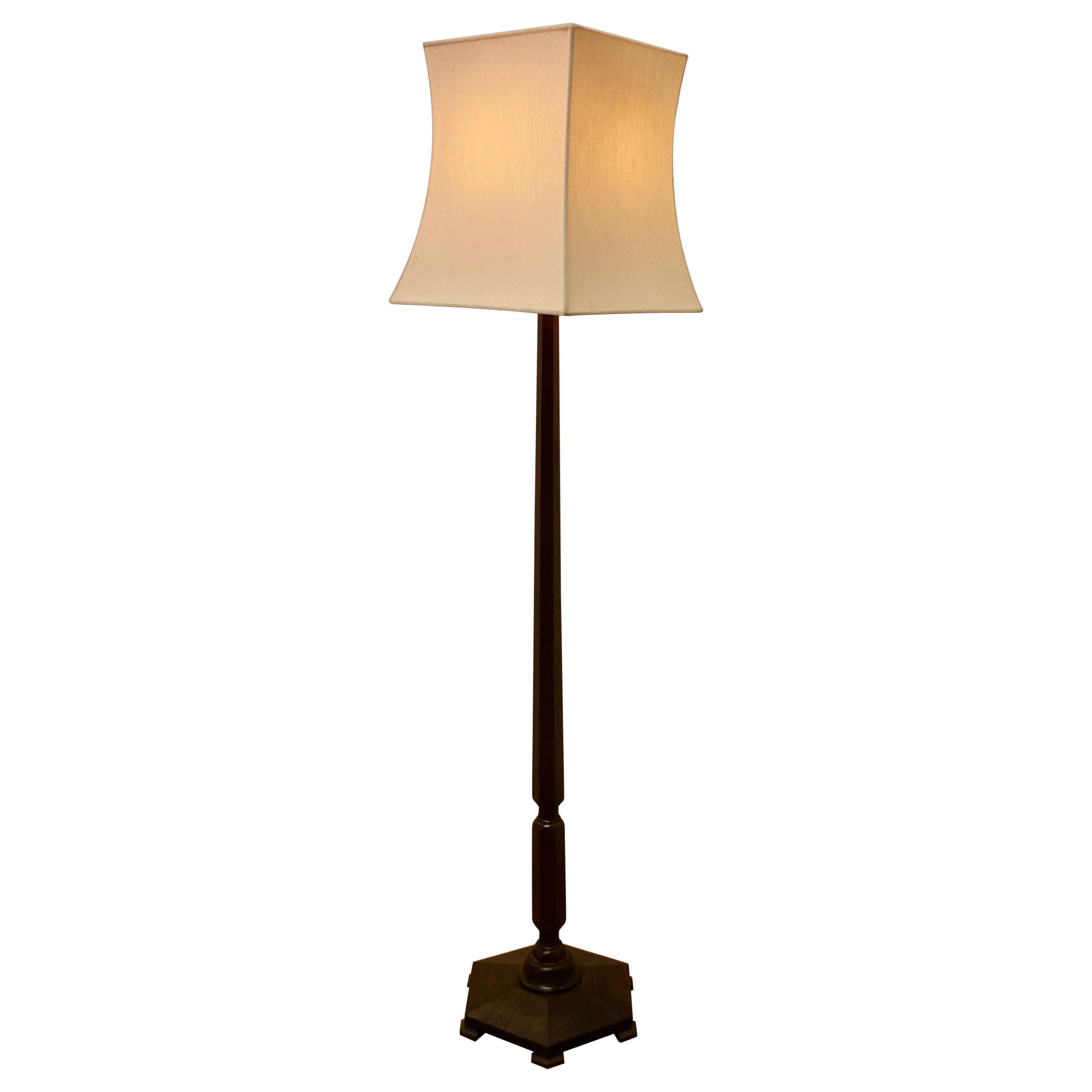 Art Deco Walnut Floor Standing or Standard Lamp