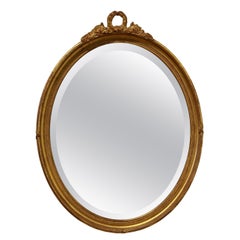 French Giltwood Oval Wall Mirror