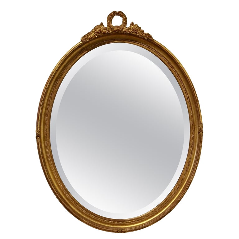 French Giltwood Oval Wall Mirror For Sale at 1stDibs