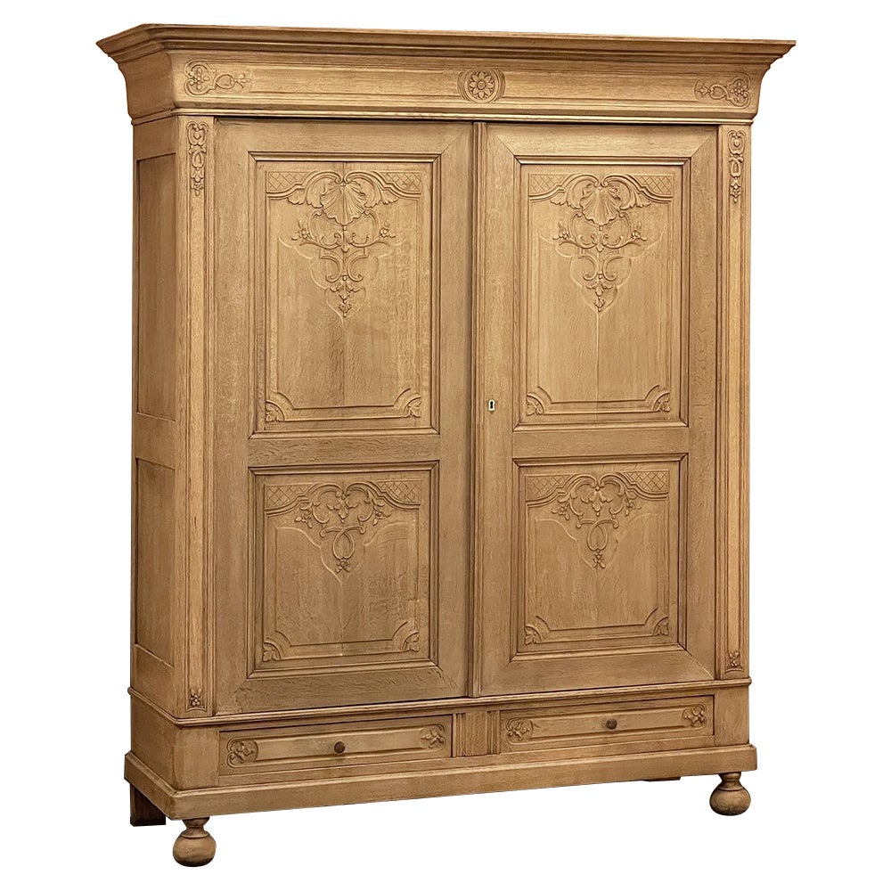 19th Century Country French Louis XIV Style Bleached Normandy Wedding Armoire at 1stDibs