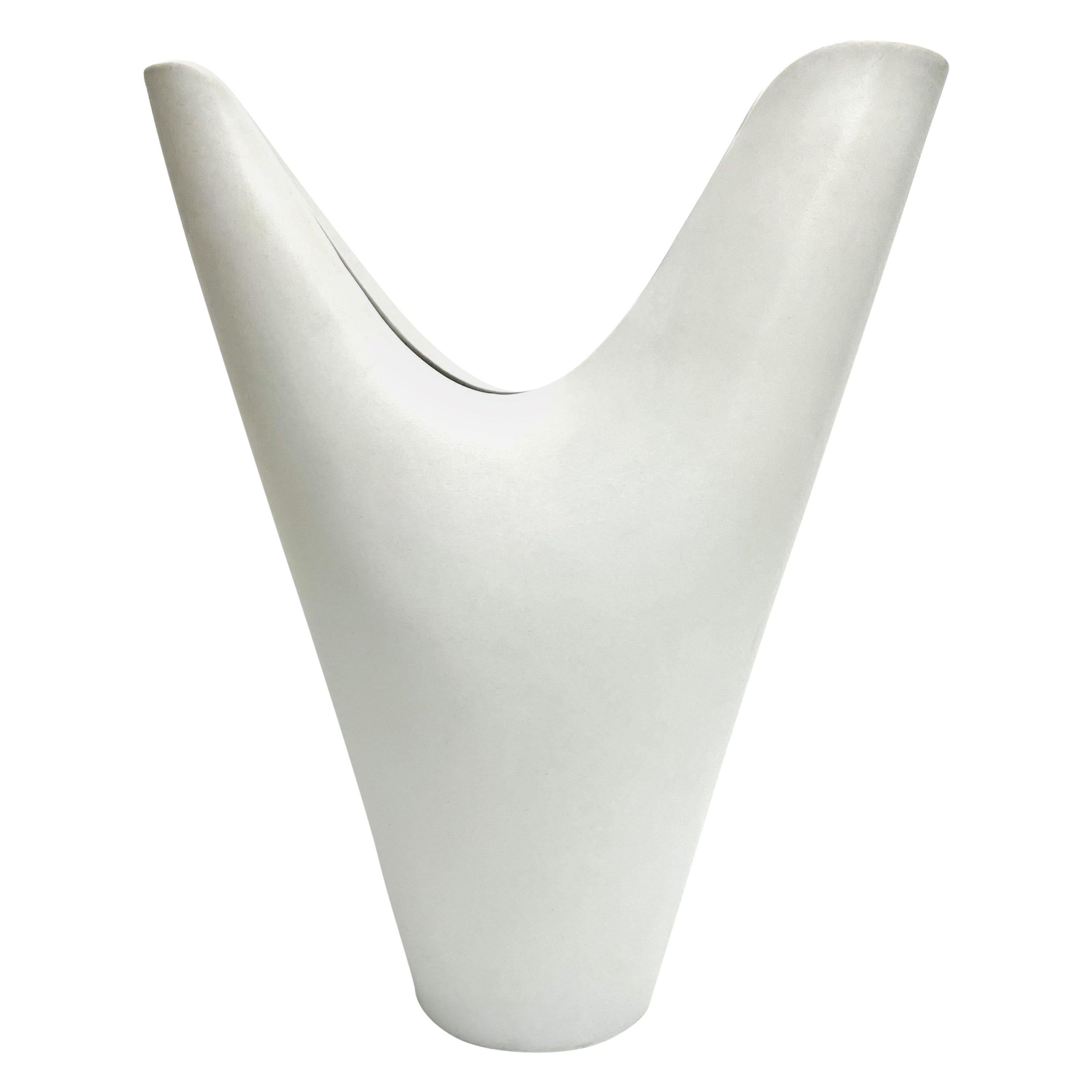 Stig Lindbergh Gustavsberg Abstract Matte White Veckla Vase For Sale