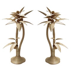 Paire de lampadaires en rotin en forme de palmier, Italie
