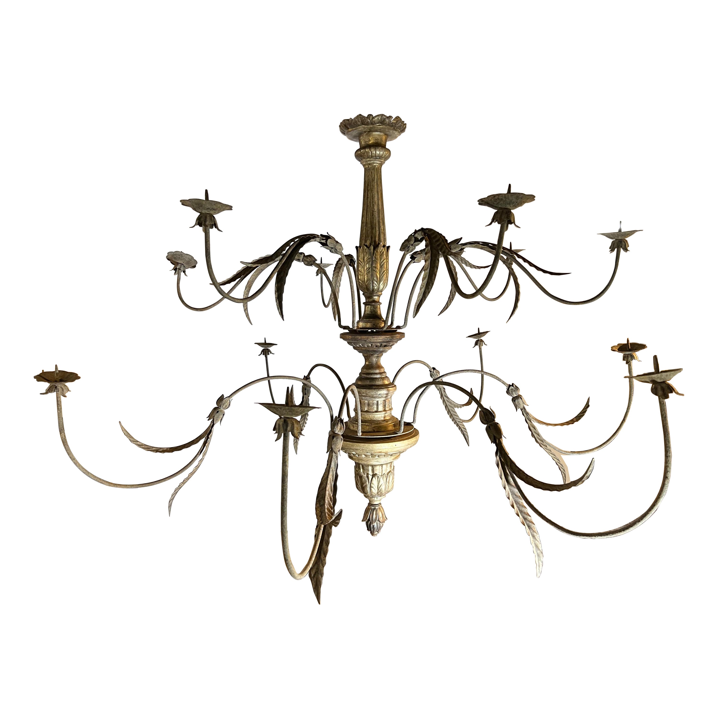 Exceptional Mid-18th Century 2-Tiered Italian Chandelier For Sale