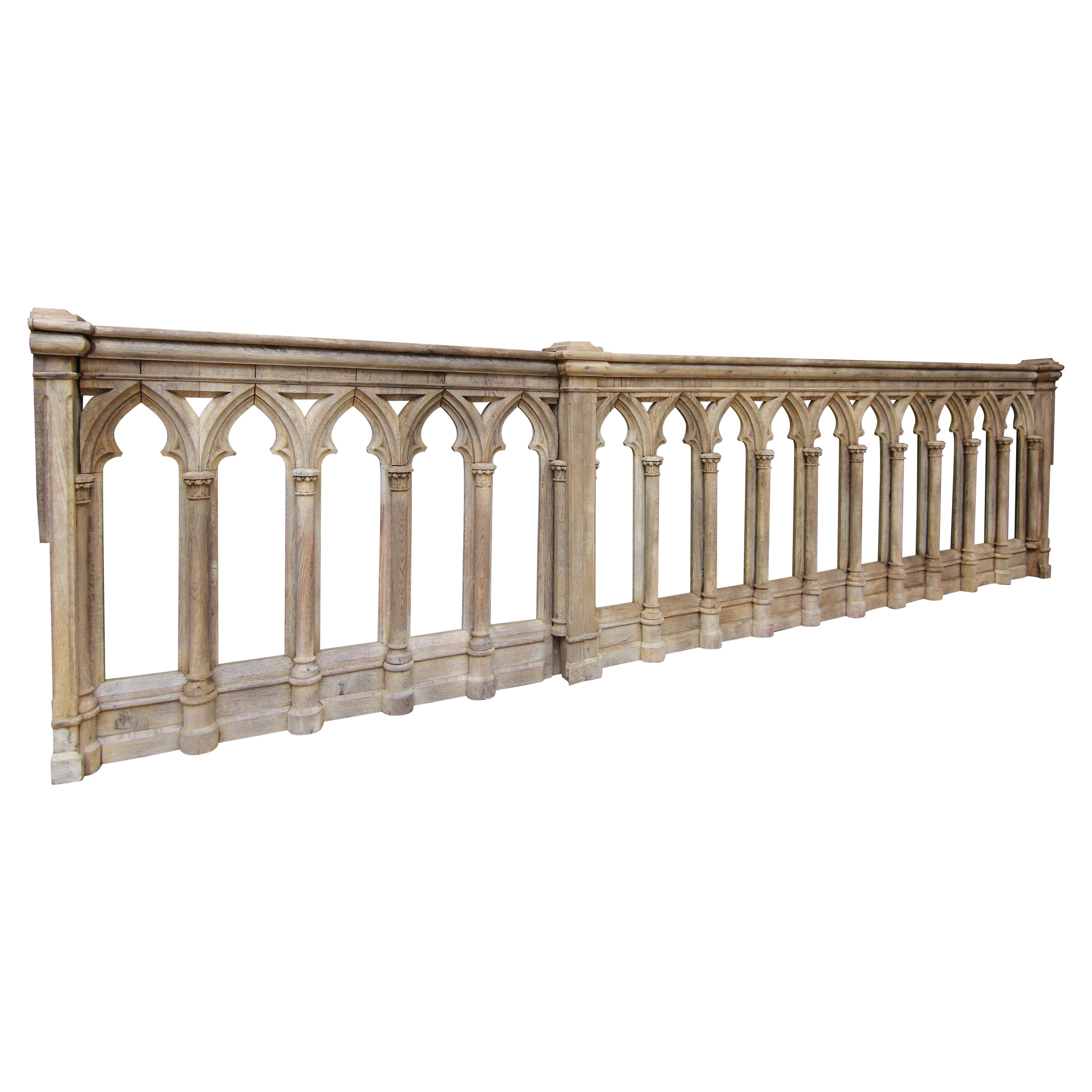 Late 19th Century Gothic Revival Oak Balustrade with Entry