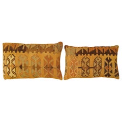 Pair of Decorative Vintage Turkish Kilim Pillow with Geometric Abstracts