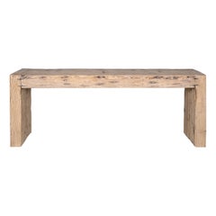 Vintage Minimalist Provincial Serving Table in Reclaimed Elm