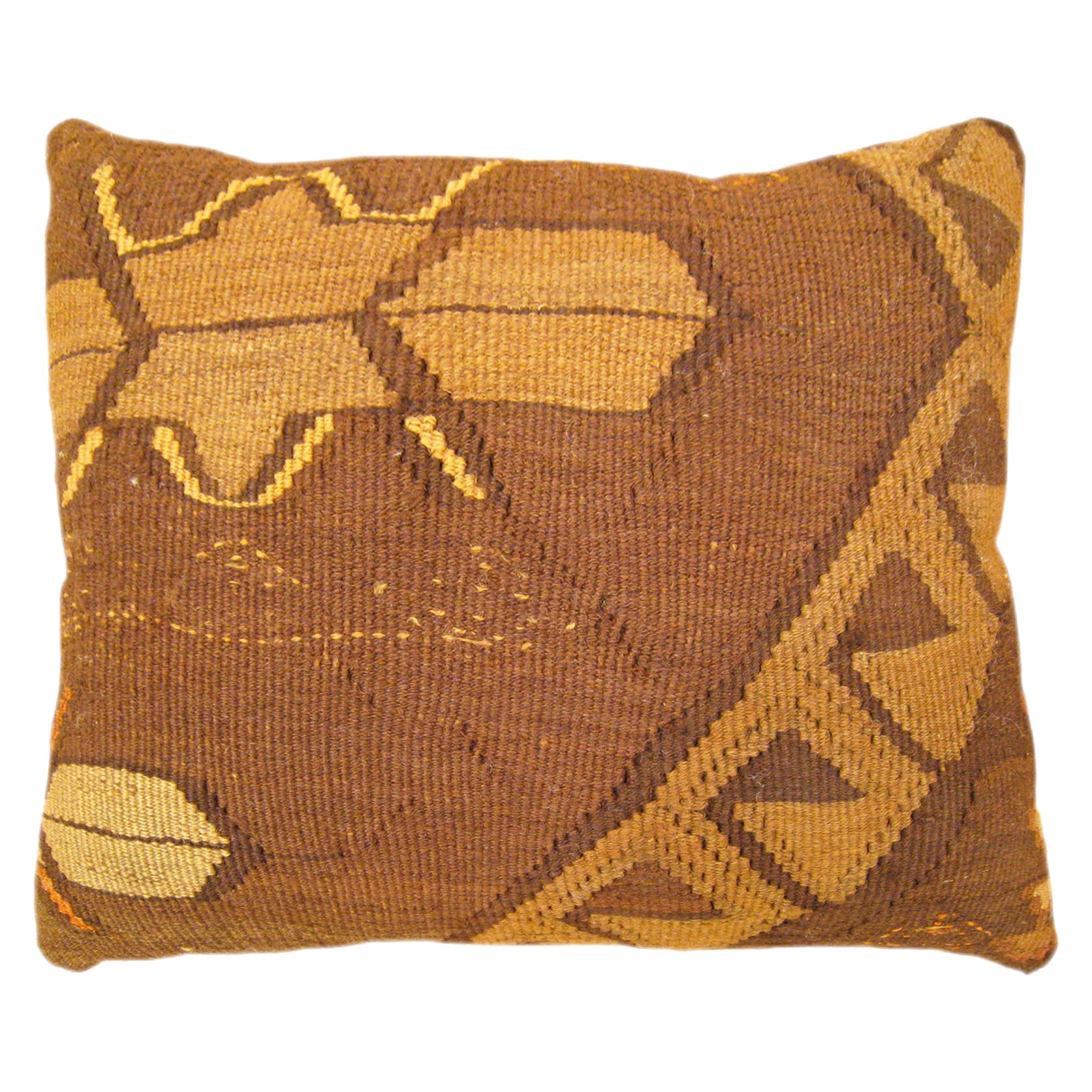 Decorative Vintage Turkish Kilim Pillow with Geometric Abstracts