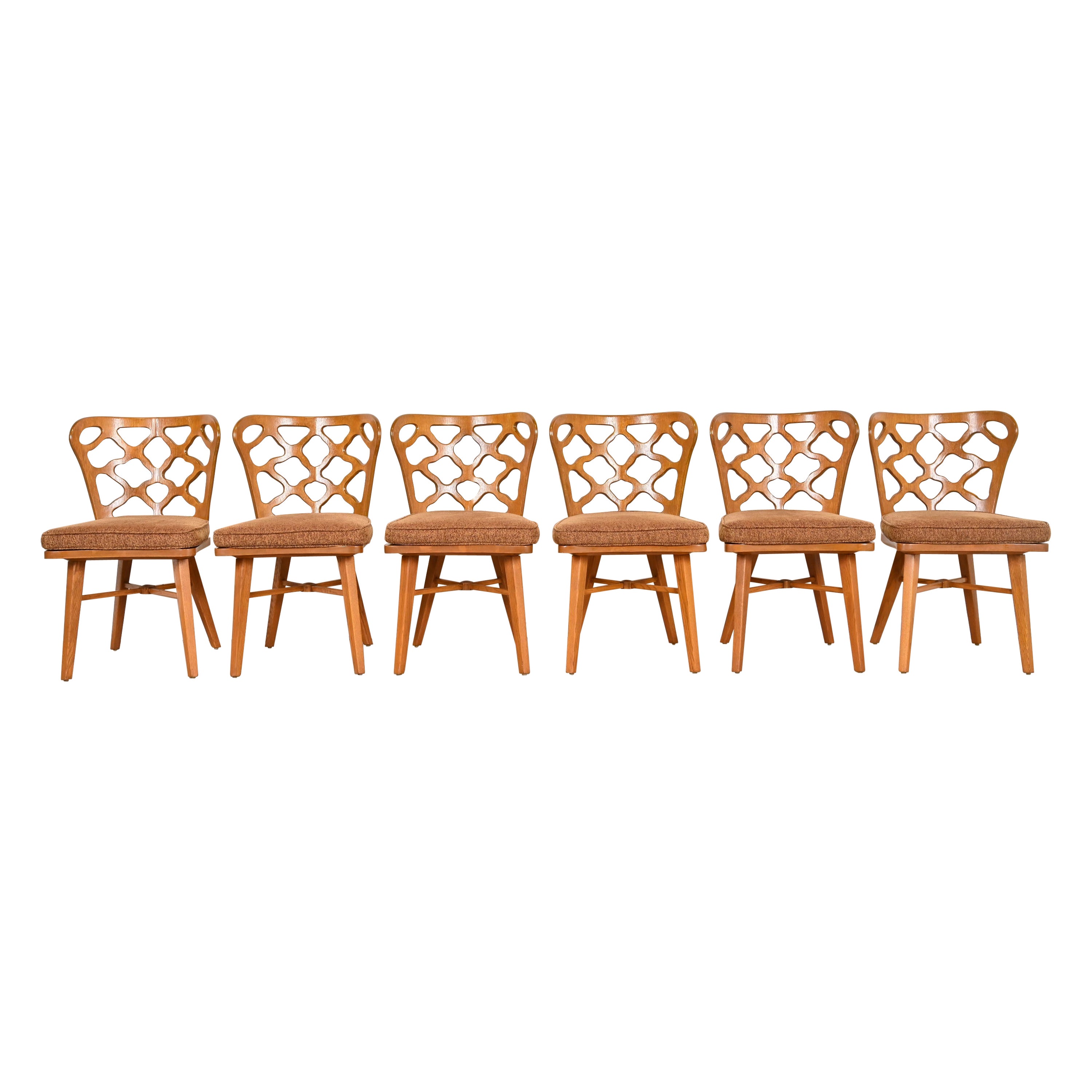 Harold Schwartz for Romweber Sculpted Oak Dining Chairs, Set of Six